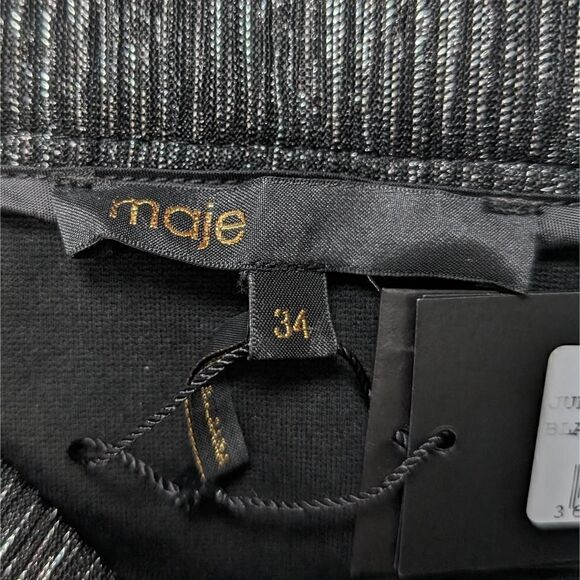 Maje Janaud Lurex Metallic Twist Pencil Skirt Silver Size 34 - Picture 6 of 7